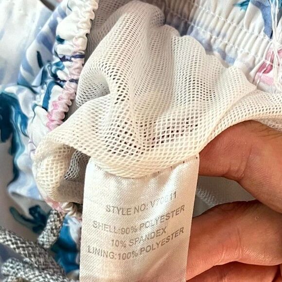 Vintage Summer Lined Swim Trunks Tropical Pattern Mens Size L - Picture 8 of 11